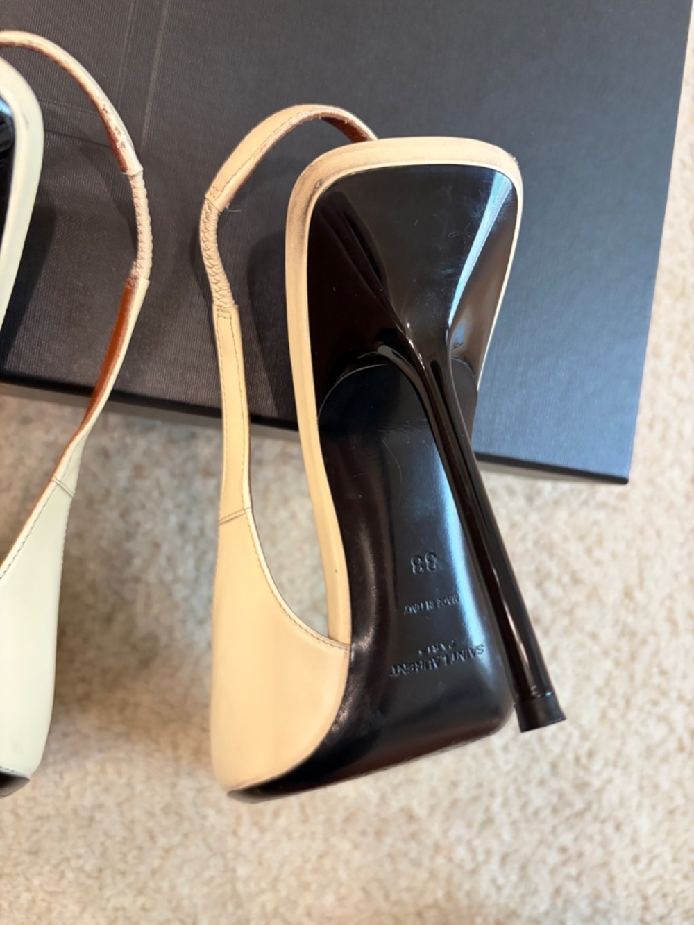 Saint Laurent YSL Paloma Cream High Heel Sandals, Slingback - Picture 8 of 13